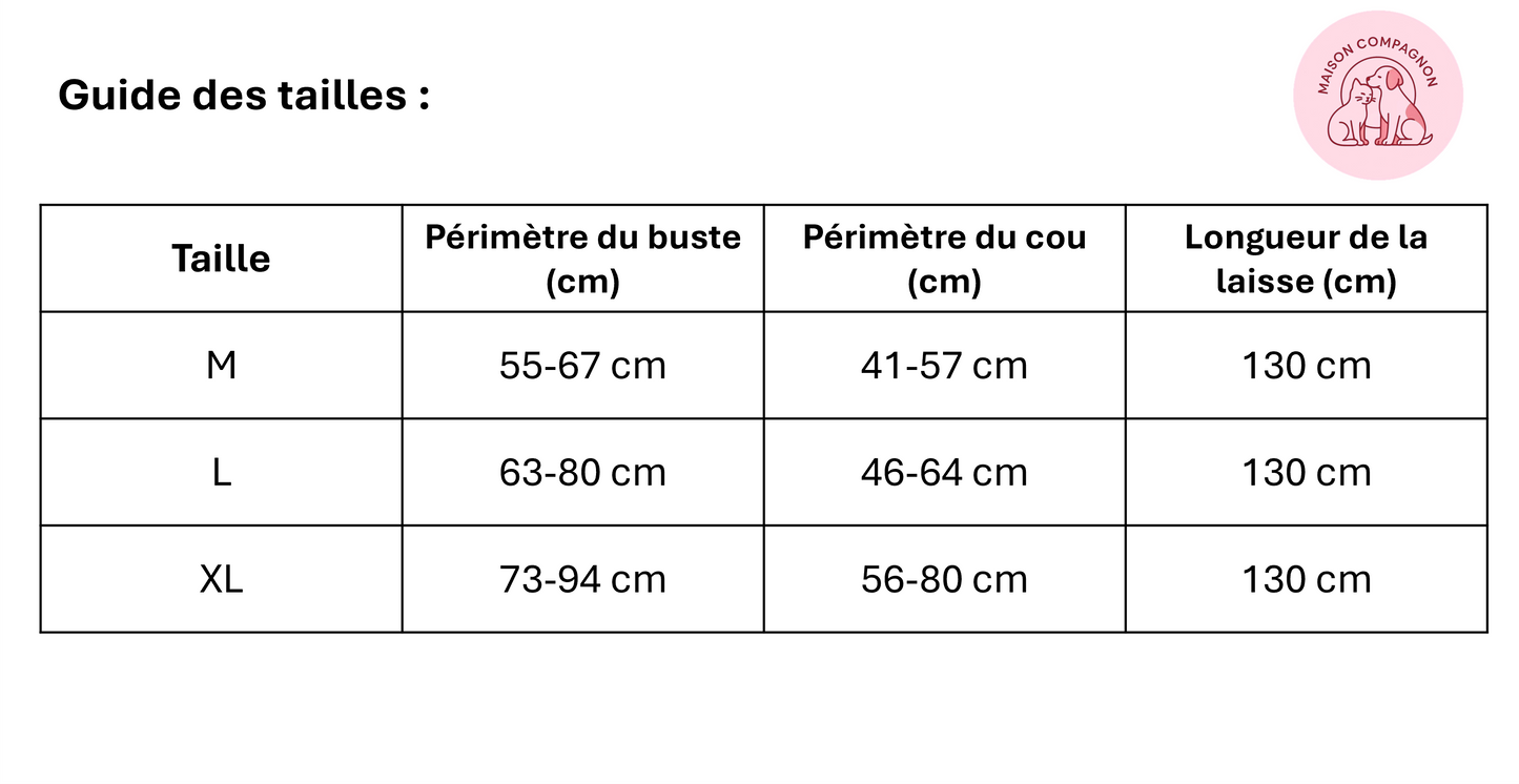 Harnais rétractable avec laisse intégrée