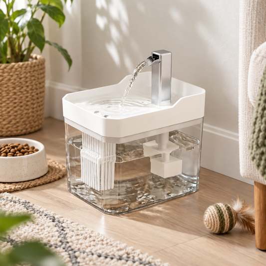 Fontaine à Eau Filtrante 1,5 L pour Chat – Réservoir Transparent