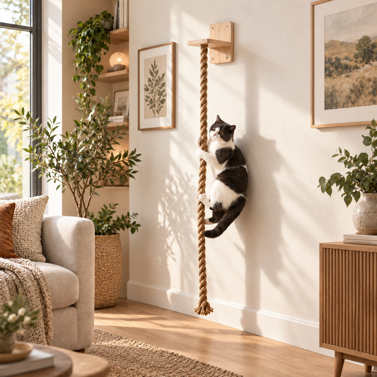 Corde Murale à Grimper pour Chat en Sisal Naturel