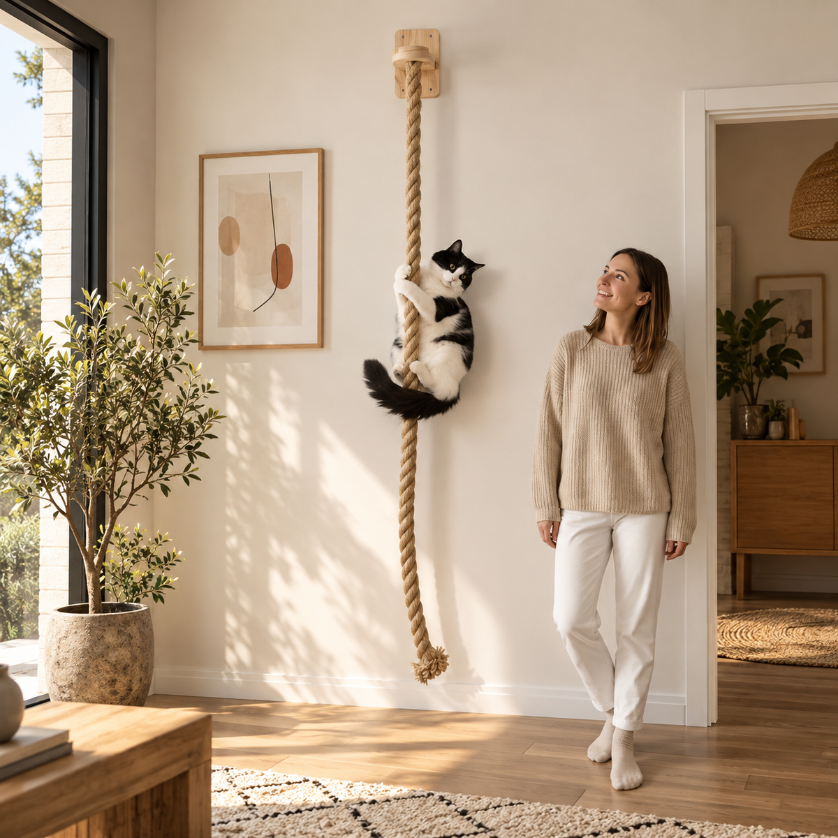 Corde Murale à Grimper pour Chat en Sisal Naturel